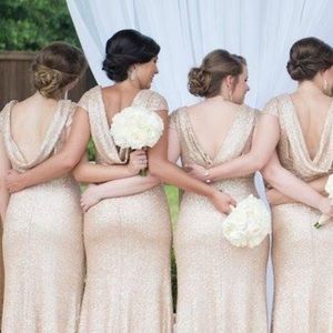 Sorella Vita sequin gold cream bridesmaids dress